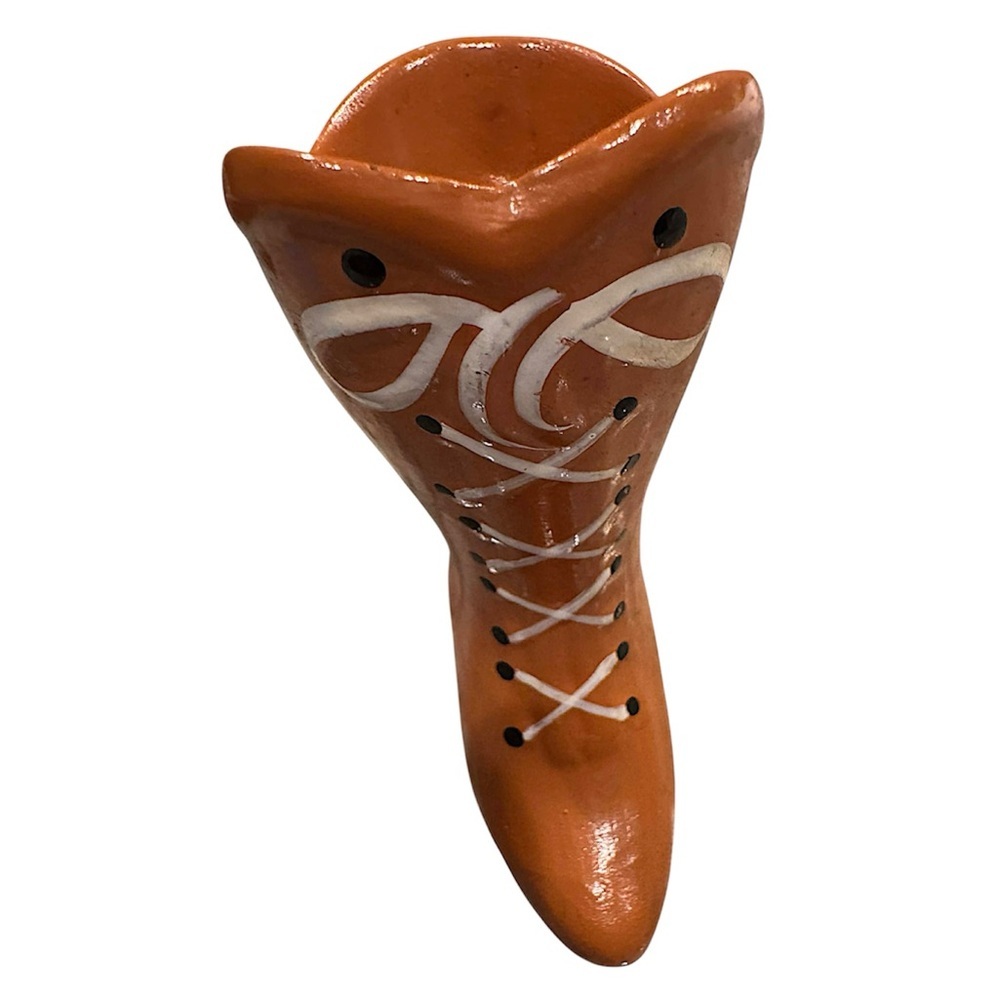 Vintage Artistic handcrafted ceramic Brown Boot-Shaped vase collectors item